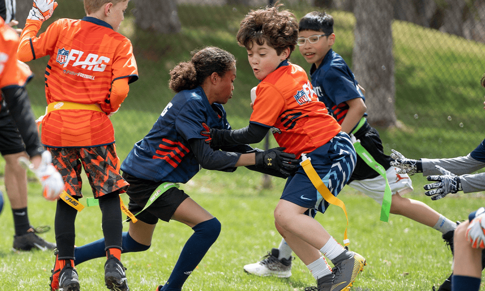 Young people play NFL Flag - American football.